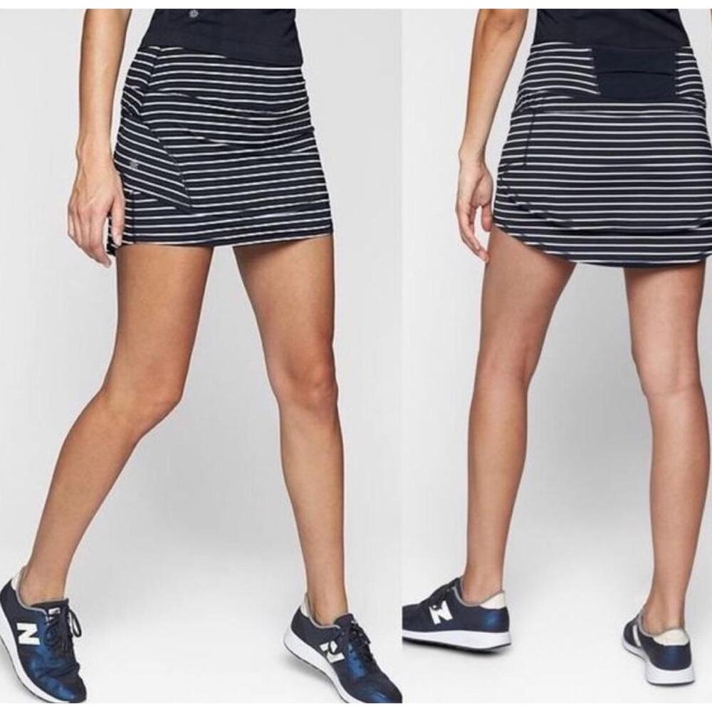 Athleta Stealth‎ Navy Striped Tennis Skirt Skort